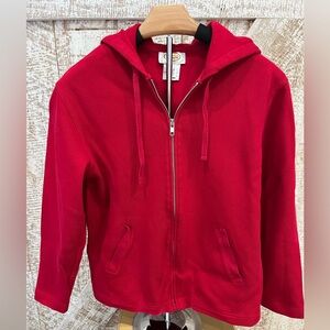 Talbots Cotton Red Zip-Up Hoodie size Medium